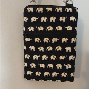 Black and Cream Elephant Print Crossbody Bag